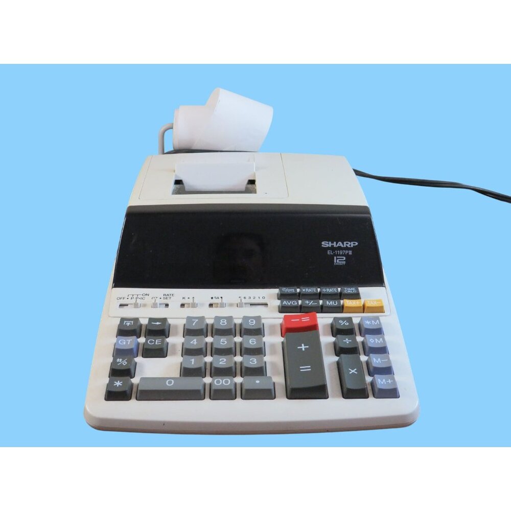 Sharp Printing Calculator EL-1197PII 12-Digit Display With Paper Roll